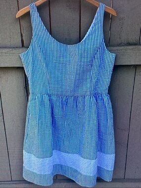Duffield Lane Blue & White Striped Tank Midi Dress
